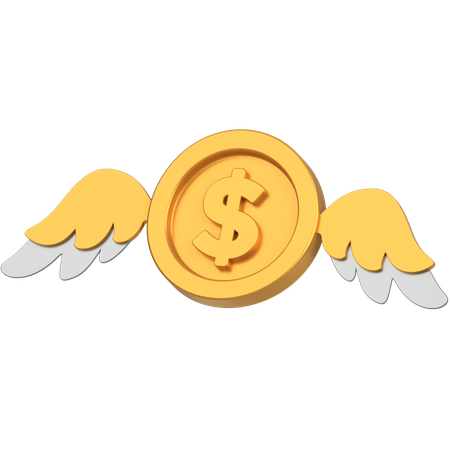 날개 달린 동전  3D Icon