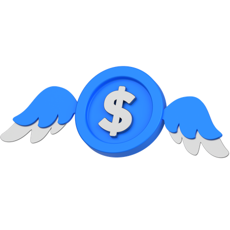 날개 달린 동전  3D Icon