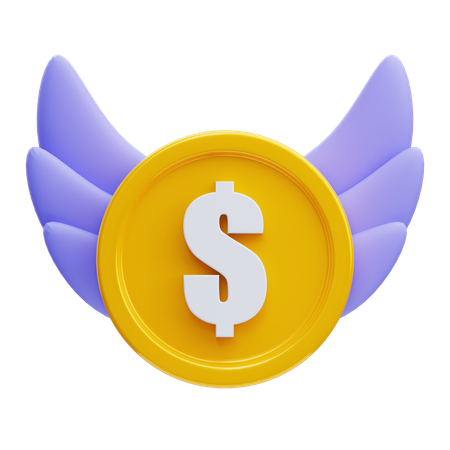 Coin with Wings  3D Icon