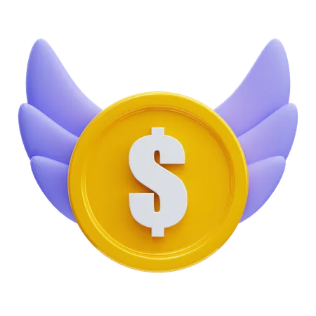 Coin with Wings  3D Icon