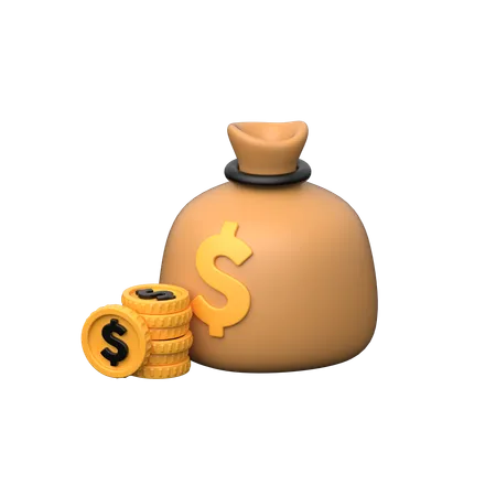 Coins Bag 3 D Icon Depicting A Sack Filled With Coins Symbolizing Wealth Savings And Financial Resources In Physical Currency 3D Icon