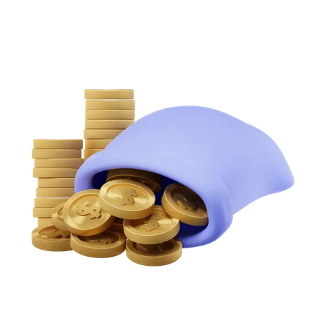 Coins Bags 3D Icon