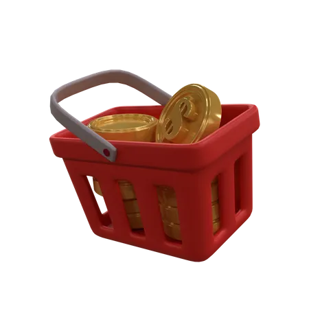 Coins Basket  3D Icon