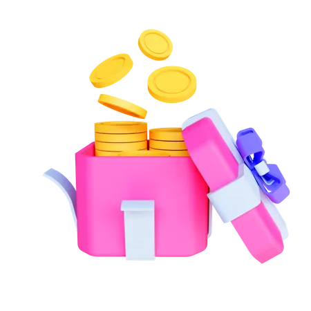 Coins Box  3D Illustration