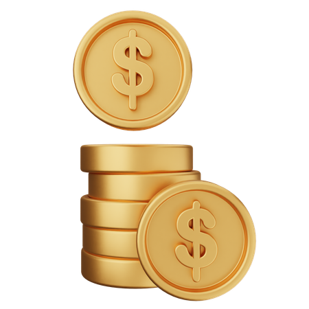 Coins Dollar  3D Icon