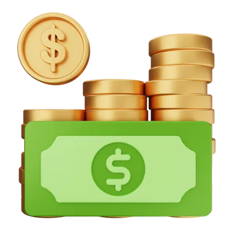 Coins Dollar  3D Icon