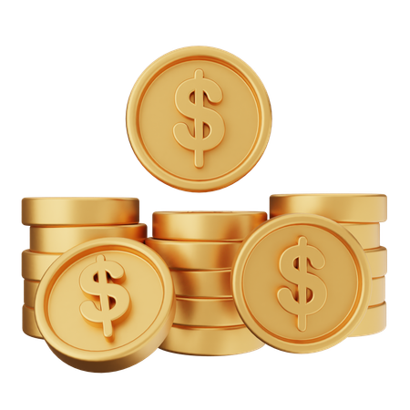 Coins Dollar  3D Icon