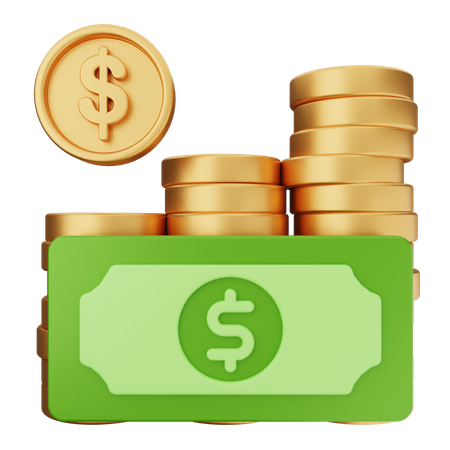 Coins Dollar  3D Icon