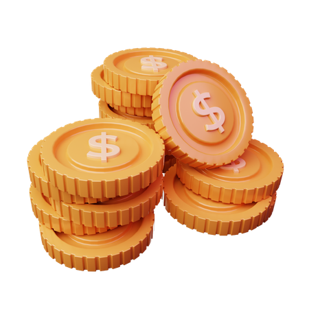 Coins Dollar  3D Icon