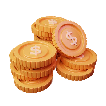 Coins Dollar  3D Icon