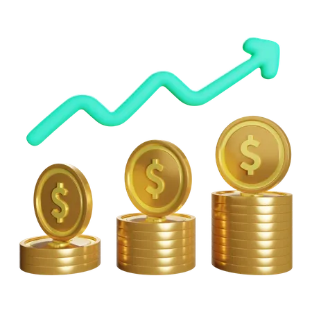 Coins, Exchange, Finance, Stock exchange, Growth, Profit 3D Illustration