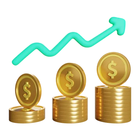 Coins, Exchange, Finance, Stock exchange, Growth, Profit  3D Illustration