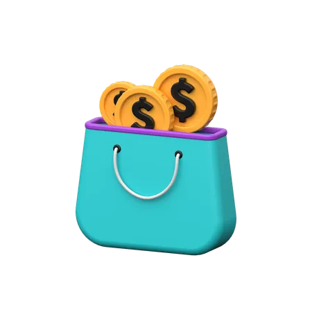 Coins In Bag 3 D Icon Representing Accumulated Wealth Savings And Financial Resources Stored Securely Symbolizing Prosperity And Abundance 3D Icon