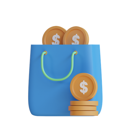 Coins In Bag  3D Icon