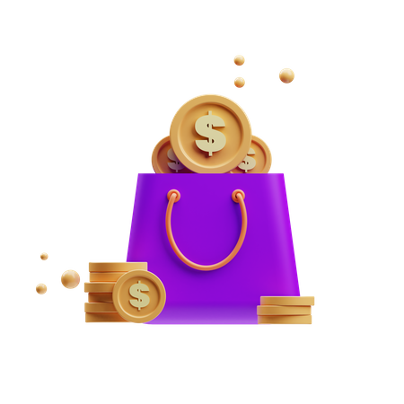 Coins in bag  3D Icon