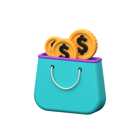 Coins in bag  3D Icon