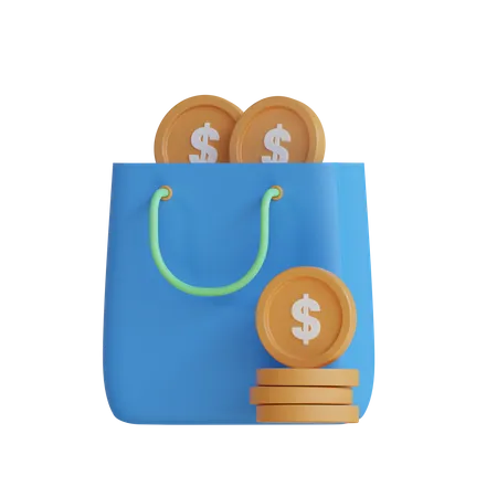 Coins In Bag  3D Icon