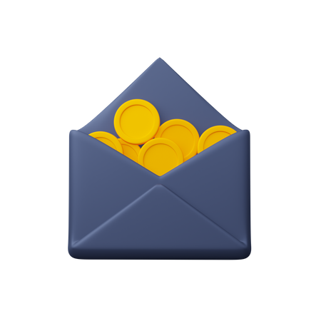 Coins in envelopes  3D Icon