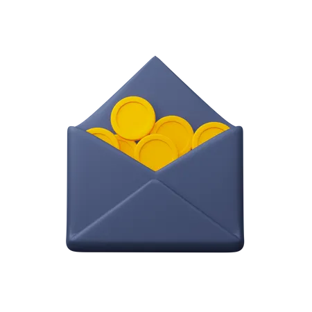 Coins in envelopes  3D Icon