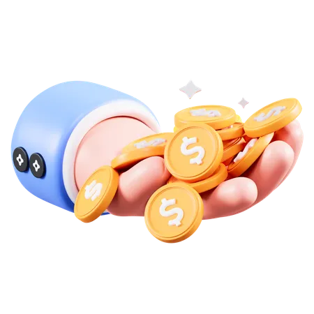 Coins In Hand  3D Icon