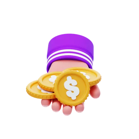 Coins In Hand  3D Icon