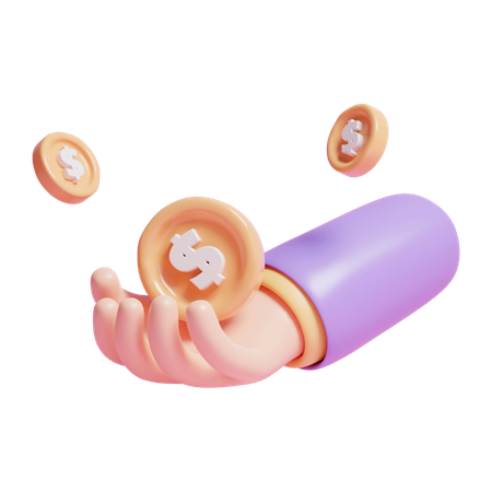Coins In Hand  3D Icon