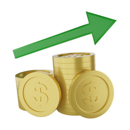 Coins With Growth Arrow  3D Icon