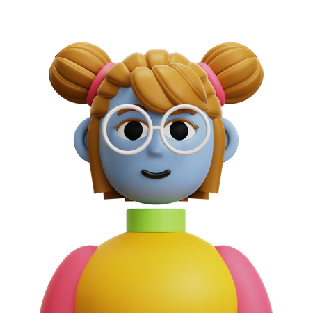 Cola de pelo de mujer con gafas  3D Icon