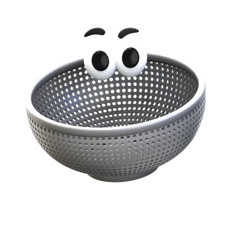 3 D Rendering Cartoon Icon Cooking Tool Series Colander 3D Icon