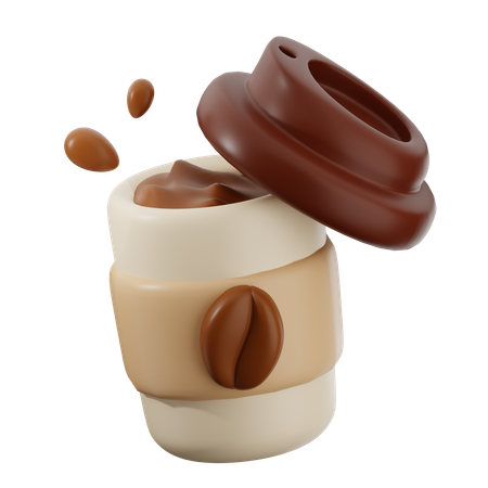 冷たいコーヒーカップを開ける  3D Icon