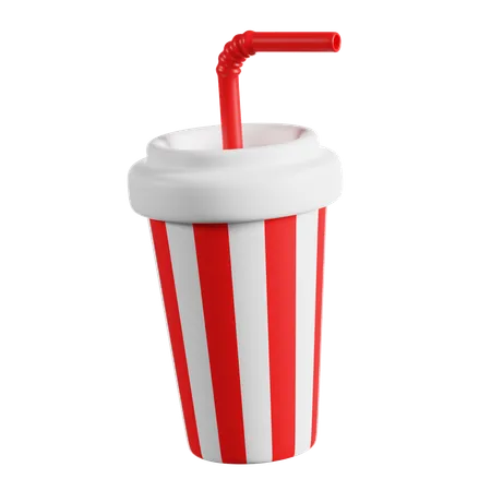 Sweet Carbonated Water In A Cup With Straw 3 D Render Icon 3D Icon