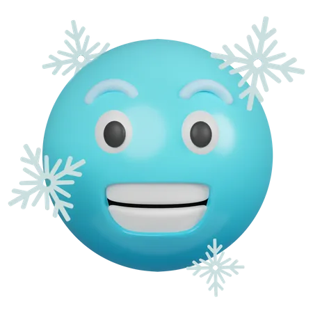 3 D Cold Frozen Emoji With Ice On Face Icon Isolated On Gray Background 3 D Rendering Illustration Clipping Path 3D Icon