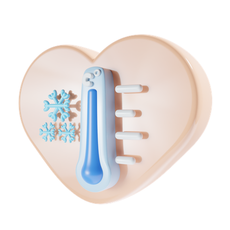Cold Temperature With Heart  3D Icon
