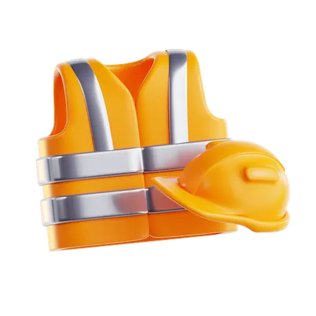 Colete de segurança e capacete  3D Icon