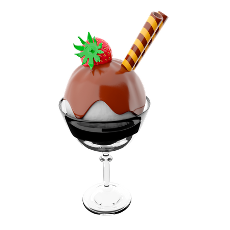 Colher de sorvete com cobertura de chocolate  3D Icon