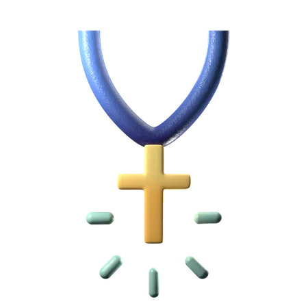 Collar de cruz cristiana  3D Icon