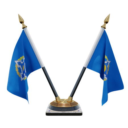 Collective Security Treaty Organization Double Desk Flag Stand  3D Flag