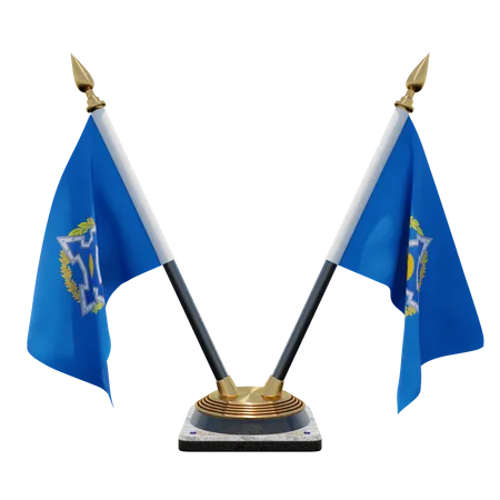 Collective Security Treaty Organization Double Desk Flag Stand  3D Flag
