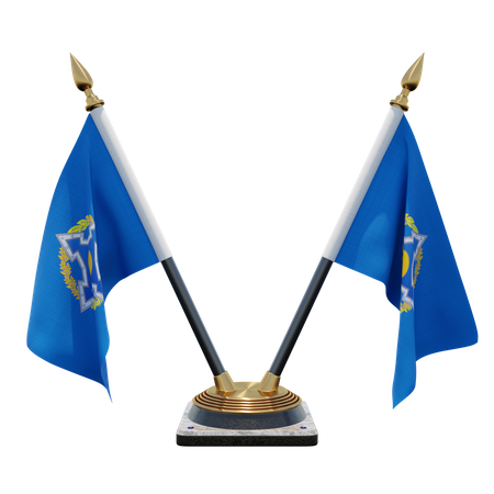 Collective Security Treaty Organization Double (V) Desk Flag Stand  3D Icon