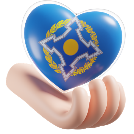 Collective Security Treaty Organization Flag Heart Hand Care  3D Icon