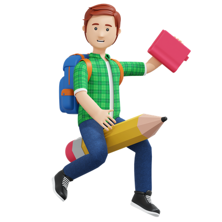 College boy learning  3D Icon