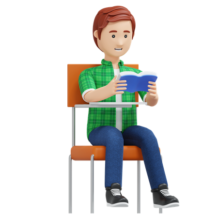 College boy reading book  3D Icon