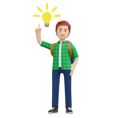 College boy thinking idea  3D Illustration