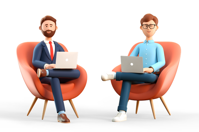 Collègues faisant du travail de bureau  3D Icon
