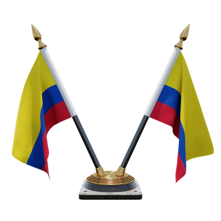 Colombia Double Desk Flag Stand  3D Flag