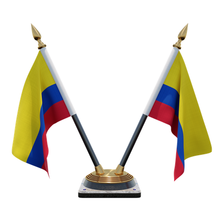 Colombia Double Desk Flag Stand  3D Illustration