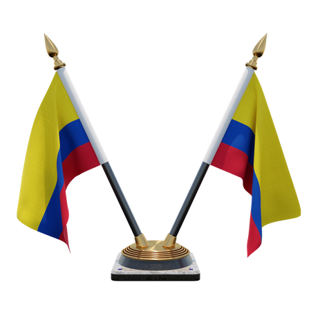 Suporte de bandeira de mesa duplo (V) da Colômbia  3D Icon