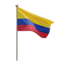 3d colombia flag pole illustration