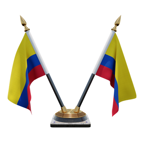 Support de drapeau de bureau double (V) Colombie  3D Icon