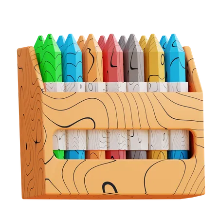 3 D Illustration Of Color Crayons 3D Icon